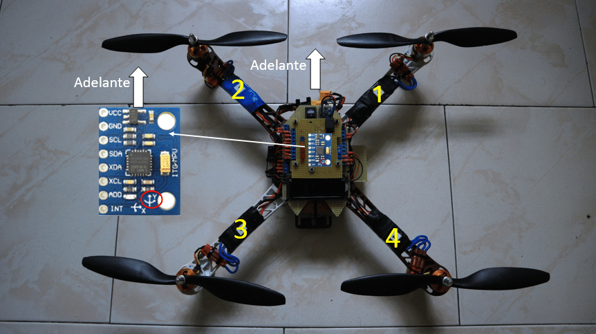 Numeración de los motores. Drone Arduino