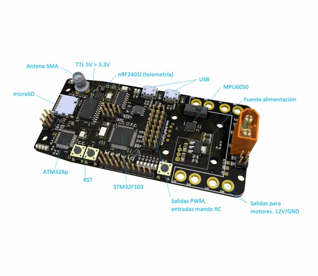 PCB controlador de vuelo para drone 100 Arduino