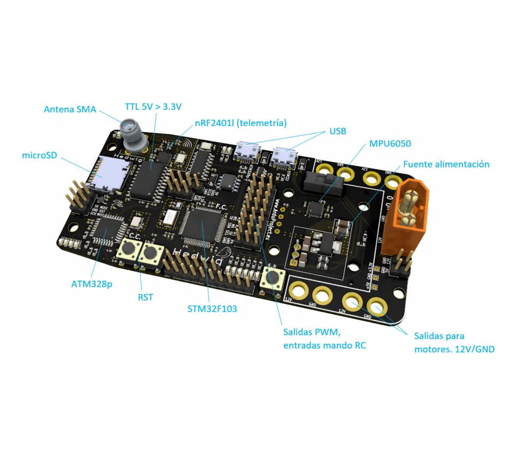 PCB controlador de vuelo para drone 100% Arduino